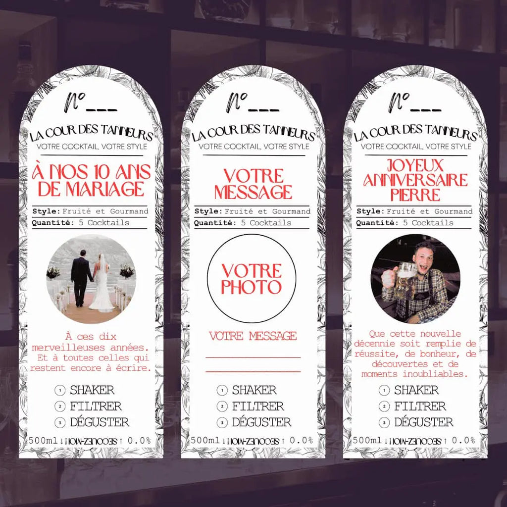 Cocktail Personnalisé — Exemple étiquette mariage — La Cour des Tanneurs
