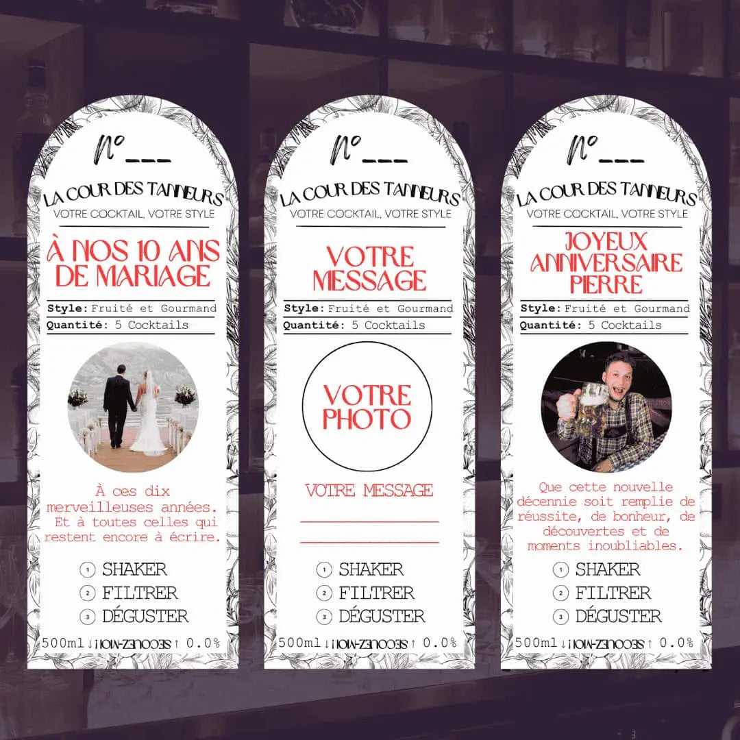 Cocktail Personnalisé — Exemple étiquette mariage — La Cour des Tanneurs